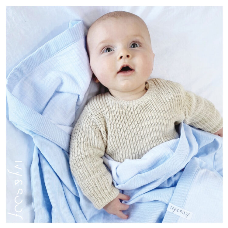 Wiegdeken Baby Blauw Streep | Ansje