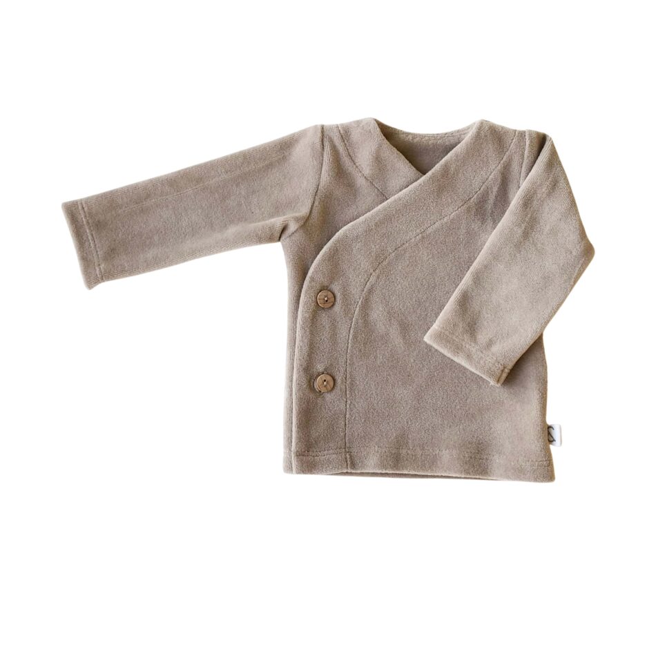 Baby Overslagshirtje Velours Taupe | Ivy and Soof
