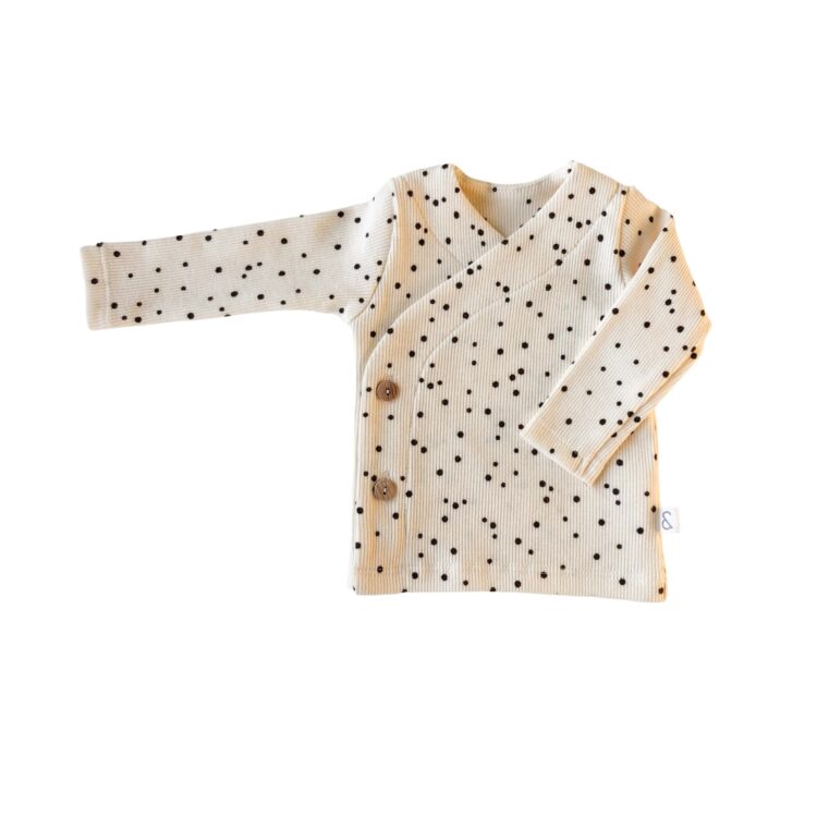 Baby Overslagshirtje Creme Rib Stip - Overslag Shirt - Babykleding - Newbornkleding - Geboortepakje - Ivy and Soof