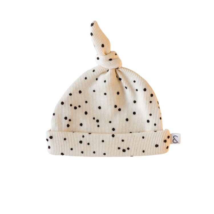 Baby Mutsje Creme Rib Stip - Mutsje Newborn - Geboortepakje - Babykleding - Ivy and Soof