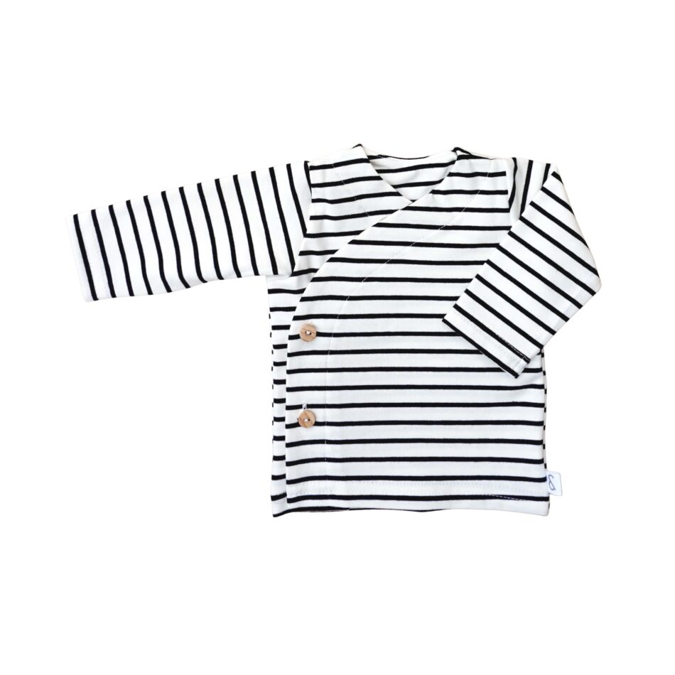 Overslag Shirt Baby Streep Zwart - Overslagshirt - Overslagshirtje Baby - Babykleding - Ivy and Soof