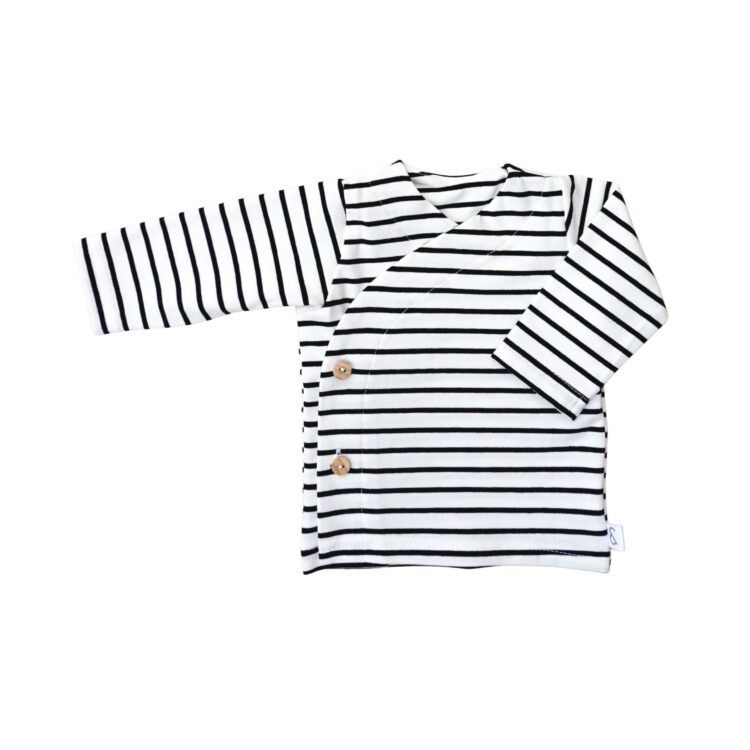 Overslag Shirt Baby Streep Zwart - Overslagshirt - Overslagshirtje Baby - Babykleding - Ivy and Soof