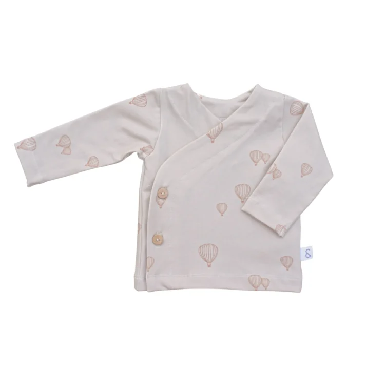 Baby Overslag Shirtje Taupe Luchtballon - Ivy and Soof