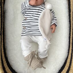 Babykleding Set - Broekje Velours - Overslag Shirt Streep - Knuffeldoekje - Ivy and Soof