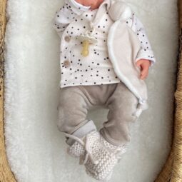 Babykleding Set - Broekje Velours - Overslagshirt Rib - Babyslofjes - Ivy and Soof