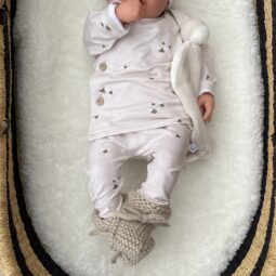 Babykleding Set - Creme Hommels - Babyslofjes Gebreid - Ivy and Soof