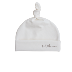 Newborn mutsje ecru Hi Little One | Babymuts | Geboortepakje met muts | Ivy and Soof