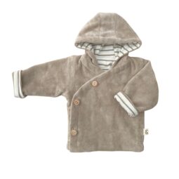 Baby Jasje Omkeerbaar - Babyjasje Velours Taupe - Jasje Newborn Streep - Ivy and Soof