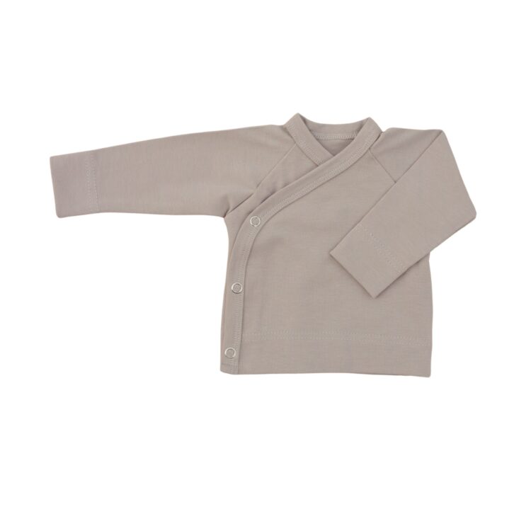 Overslagshirt Baby Taupe - Wikkelshirt prematuur - Geboortepakje - Newbornpakje Taupe maat 44 - Ivy and Soof