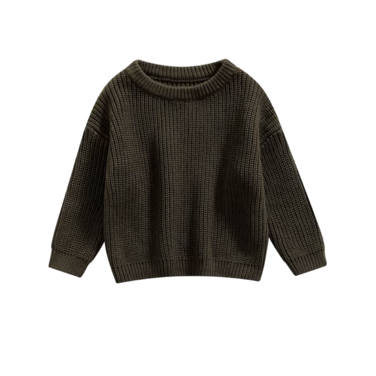 Gebreide Trui Baby Olijf | Sweater Gebreid Groen | Kindertrui knitted | Ivy and Soof