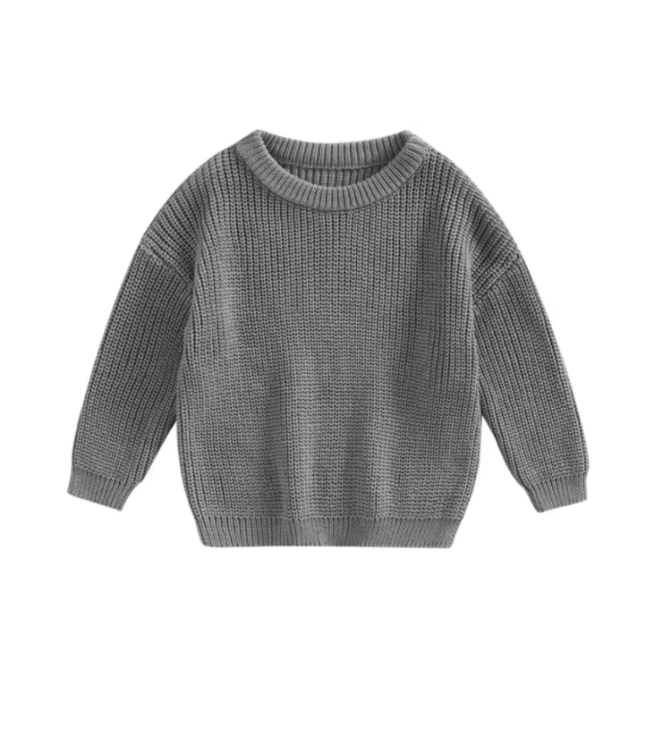 Gebreide trui baby grijs | Knitted sweater grey | Gebreide sweater | Babytrui | Ivy and Soof