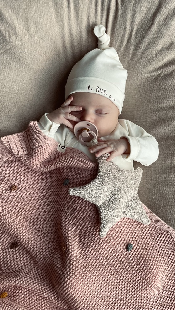 Baby deken gebreid oud roze - Ivy and soof