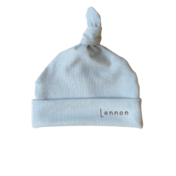 Mutsje met naam Baby Blauw | Geboortemutsje personaliseren | Geboorte pakje met muts | Newborn mutsje prematuur | Ivy and Soof