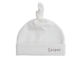 Mutsje met naam Ecru | Geboortemutsje personaliseren | Geboorte pakje met muts | Newborn mutsje prematuur | Ivy and Soof