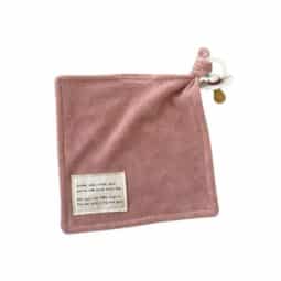 Speendoekje Velours met label - Oud Roze - Ivy and Soof