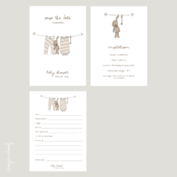 Babyshower uitnodiging + baby voorspellingskaart aanpasbare Canva template - ivy and soof