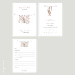 Babyshower uitnodiging + baby voorspellingskaart aanpasbare Canva template - ivy and soof
