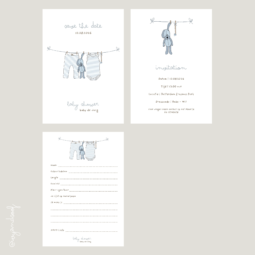 Babyshower uitnodiging + baby voorspellingskaart aanpasbare Canva template - ivy and soof