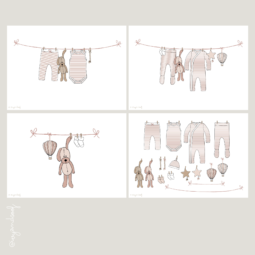 Geboortekaartje Canva Template - ivy and soof - roze