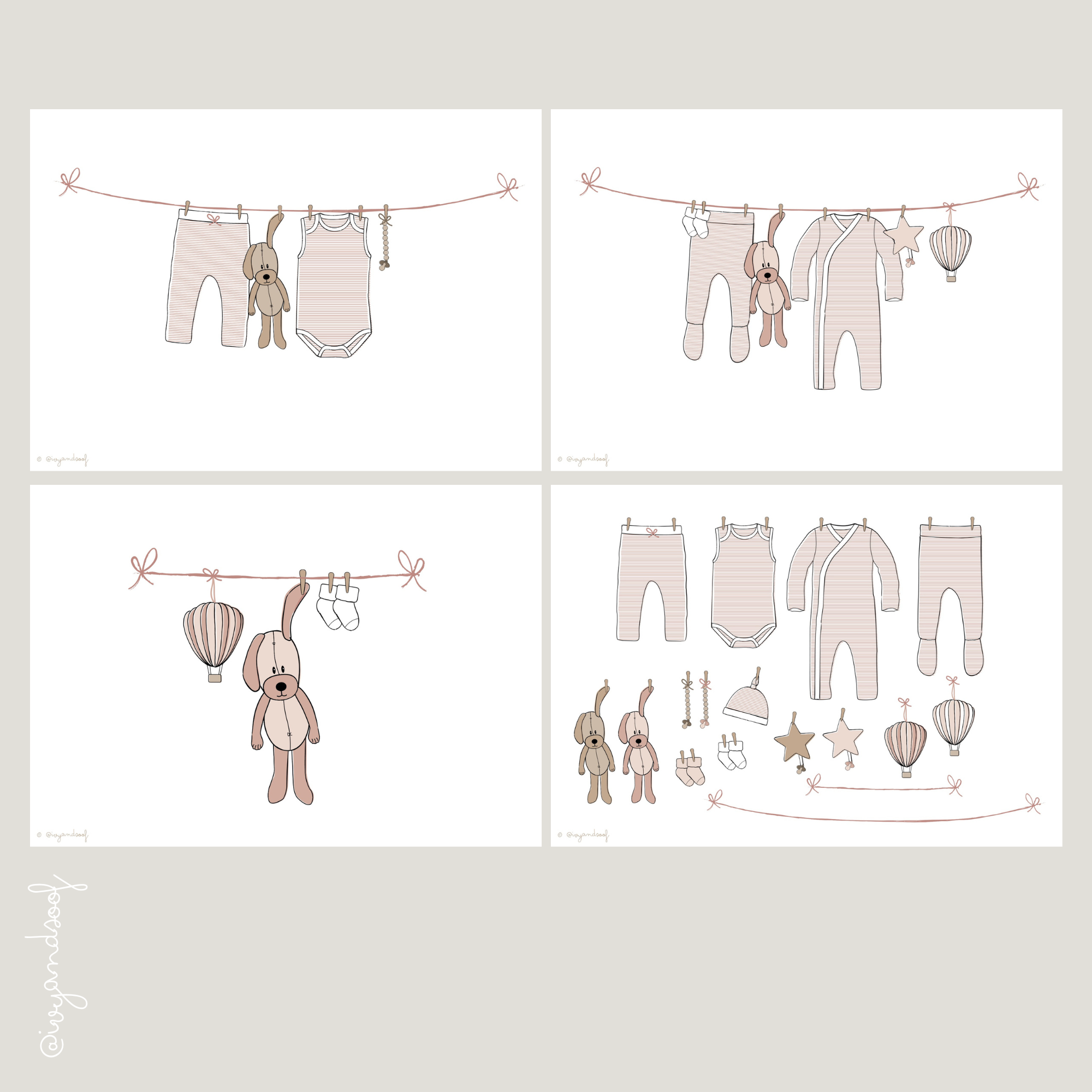 Geboortekaartje Canva Template - ivy and soof - roze