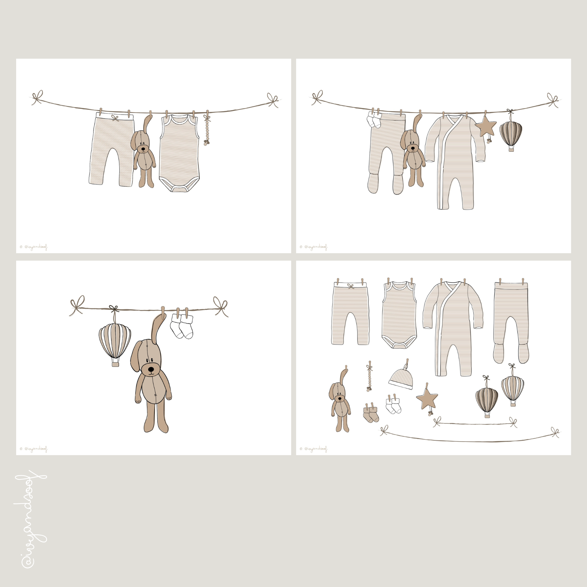 Geboortekaartje Canva Template - ivy and soof - beige