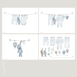 Geboortekaartje Canva Template - ivy and soof - blauw