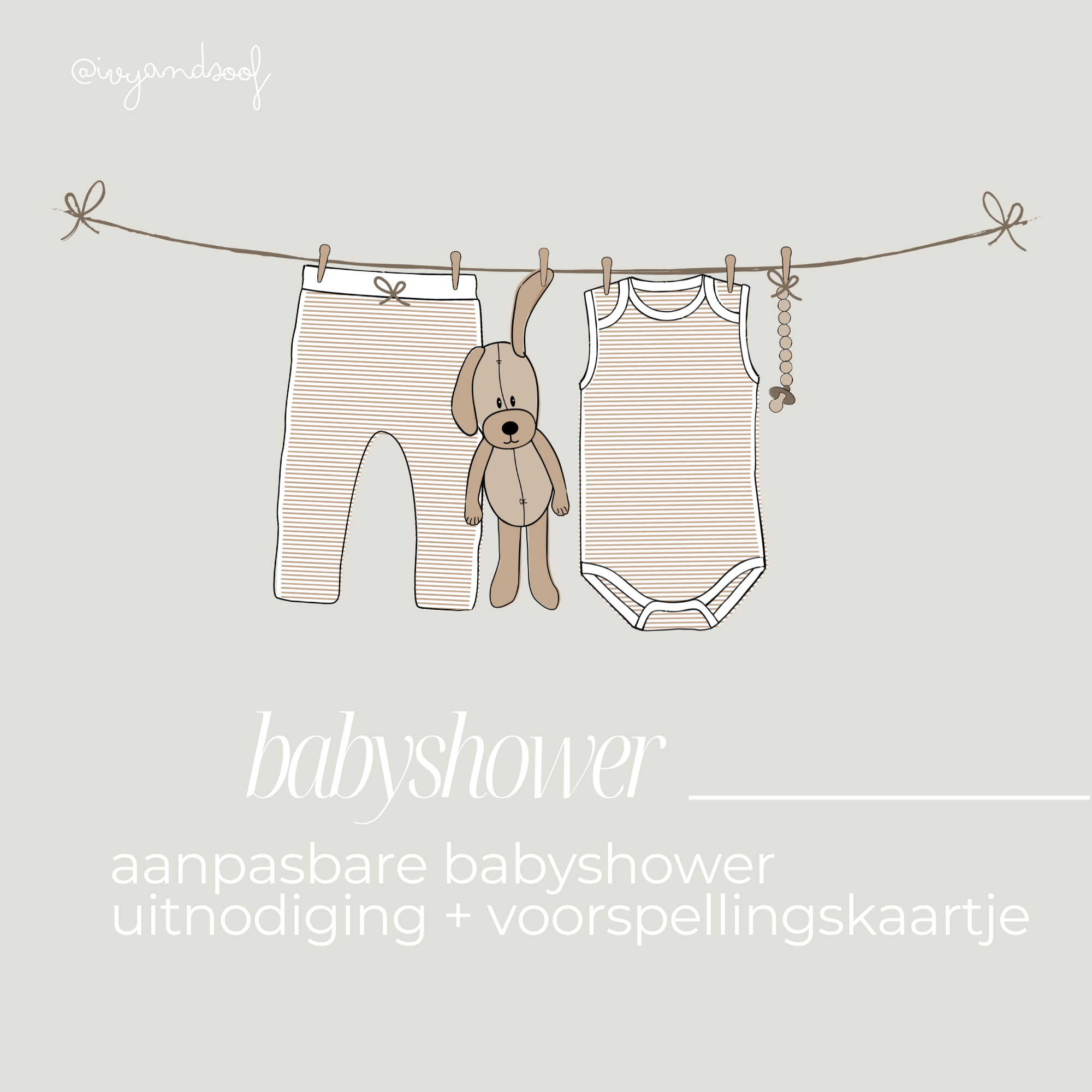 Babyshower uitnodiging + baby voorspellingskaart aanpasbare Canva template - ivy and soof