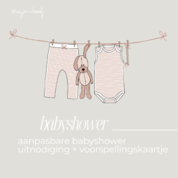 Babyshower uitnodiging + baby voorspellingskaart aanpasbare Canva template - ivy and soof