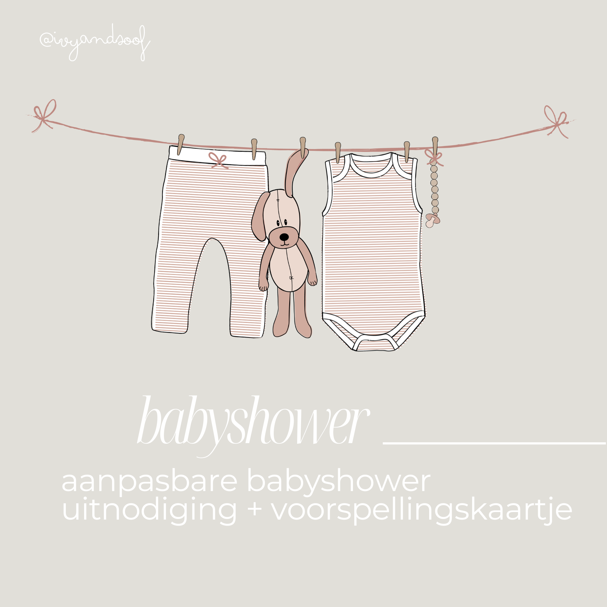 Babyshower uitnodiging + baby voorspellingskaart aanpasbare Canva template - ivy and soof