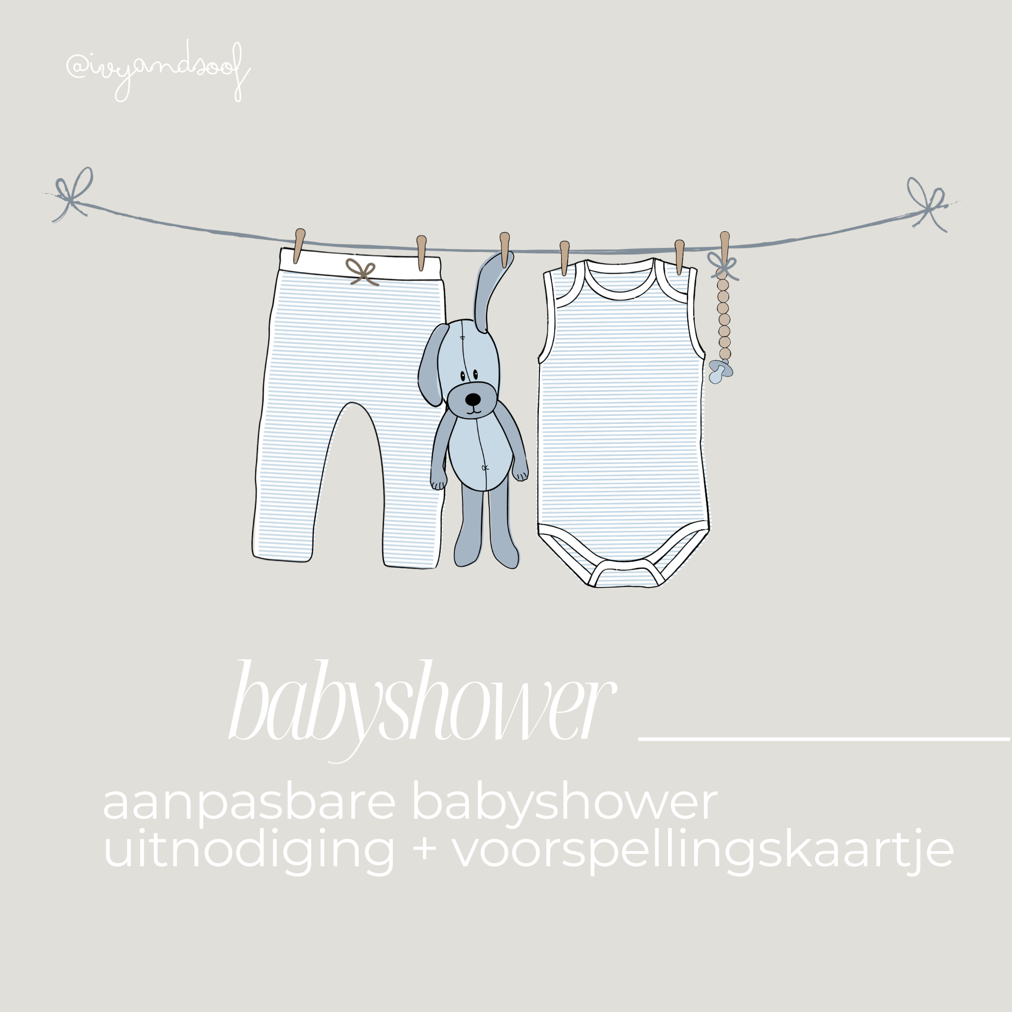 Babyshower uitnodiging + baby voorspellingskaart aanpasbare Canva template - ivy and soof