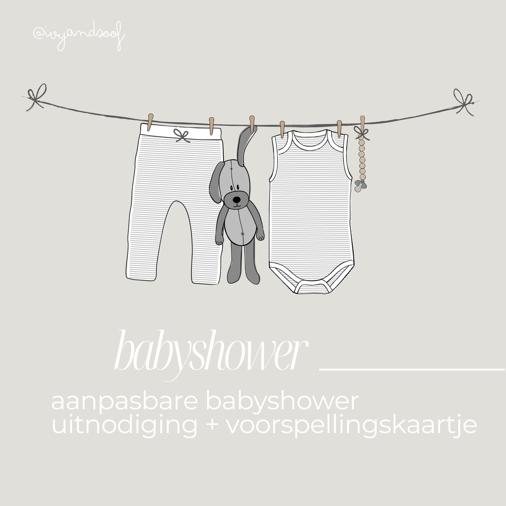 Babyshower uitnodiging + baby voorspellingskaart aanpasbare Canva template - ivy and soof