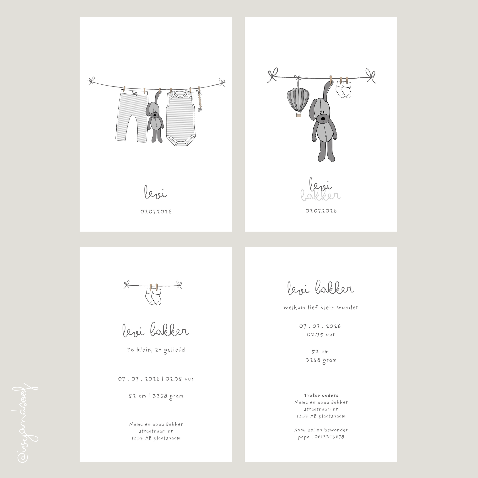 Geboortekaartje Canva Template - ivy and soof