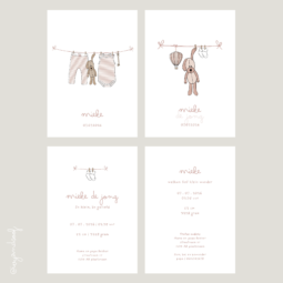 Geboortekaartje Canva Template - ivy and soof - roze