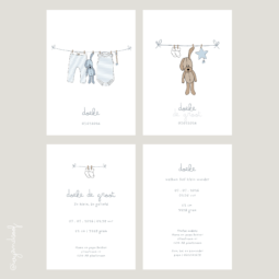 Geboortekaartje Canva Template - ivy and soof - blauw
