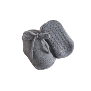 Gebreide baby sokjes grijs anti-slip - Ivy and Soof