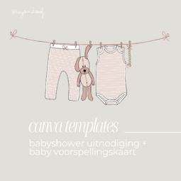 Babyshower uitnodiging + baby voorspellingskaart aanpasbare Canva template - ivy and soof