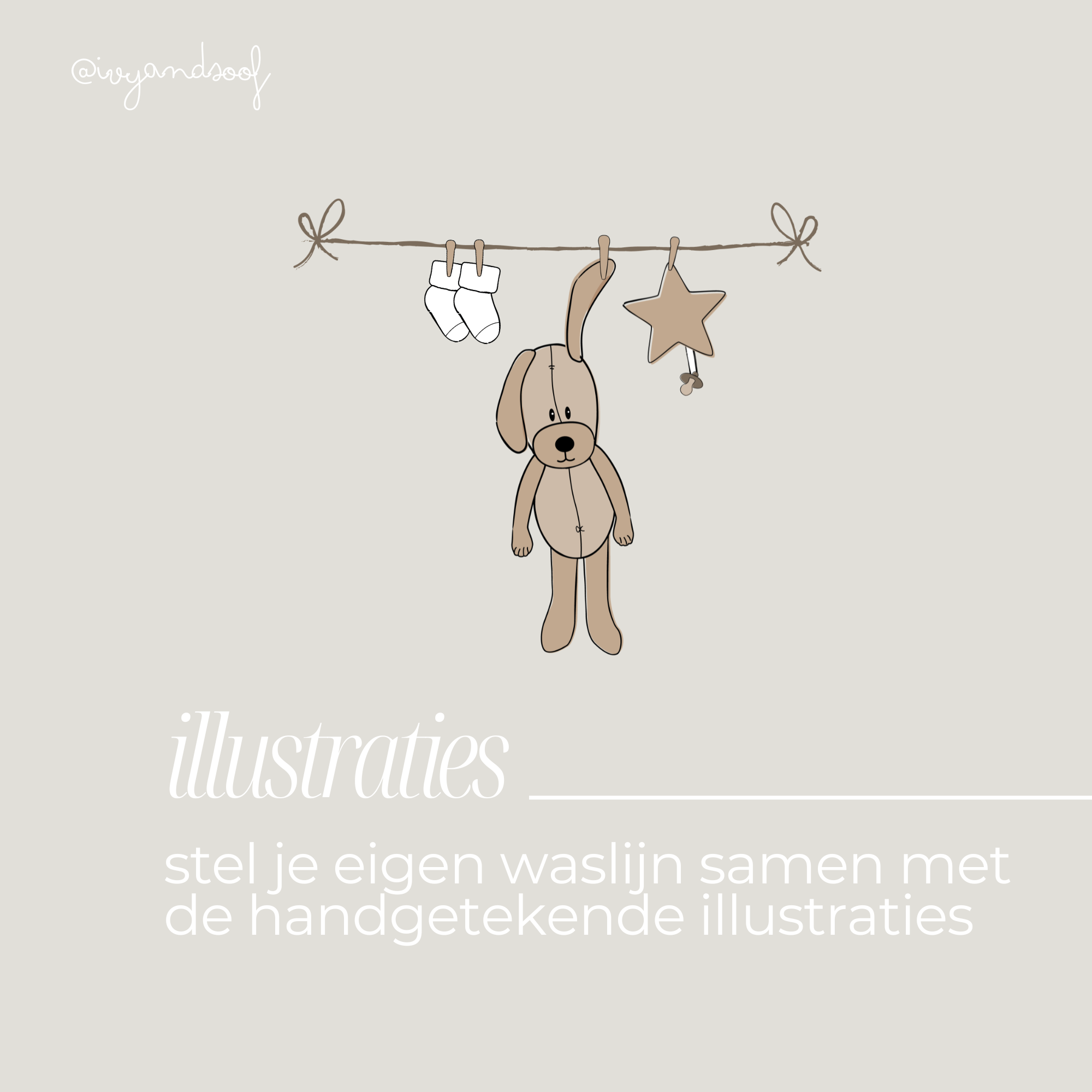 Geboortekaartje Canva Template - ivy and soof - beige