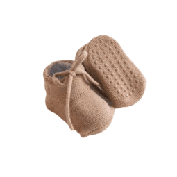 Gebreide baby sokjes donker zand anti-slip - Ivy and Soof