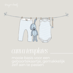 Geboortekaartje Canva Template - ivy and soof - blauw