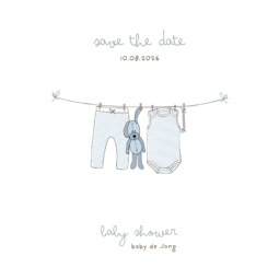Babyshower uitnodiging + baby voorspellingskaart aanpasbare Canva template - Blauw