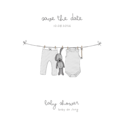 Babyshower uitnodiging + baby voorspellingskaart aanpasbare Canva template - Grijs
