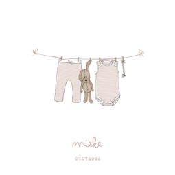 Geboortekaartje Waslijn Illustratie - Roze - Ivy and Soof - Aanpasbare Canva Template