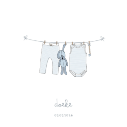 Geboortekaartje Waslijn Illustratie - Beige - Ivy and Soof - Aanpasbare Canva Template