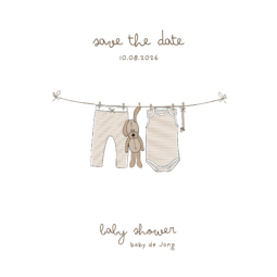 Babyshower uitnodiging + baby voorspellingskaart aanpasbare Canva template - Beige