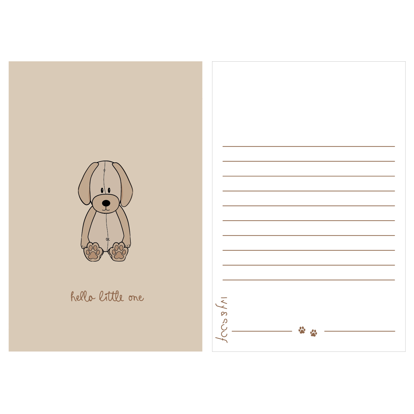 Wenskaart - Baby Beige - Hello little one