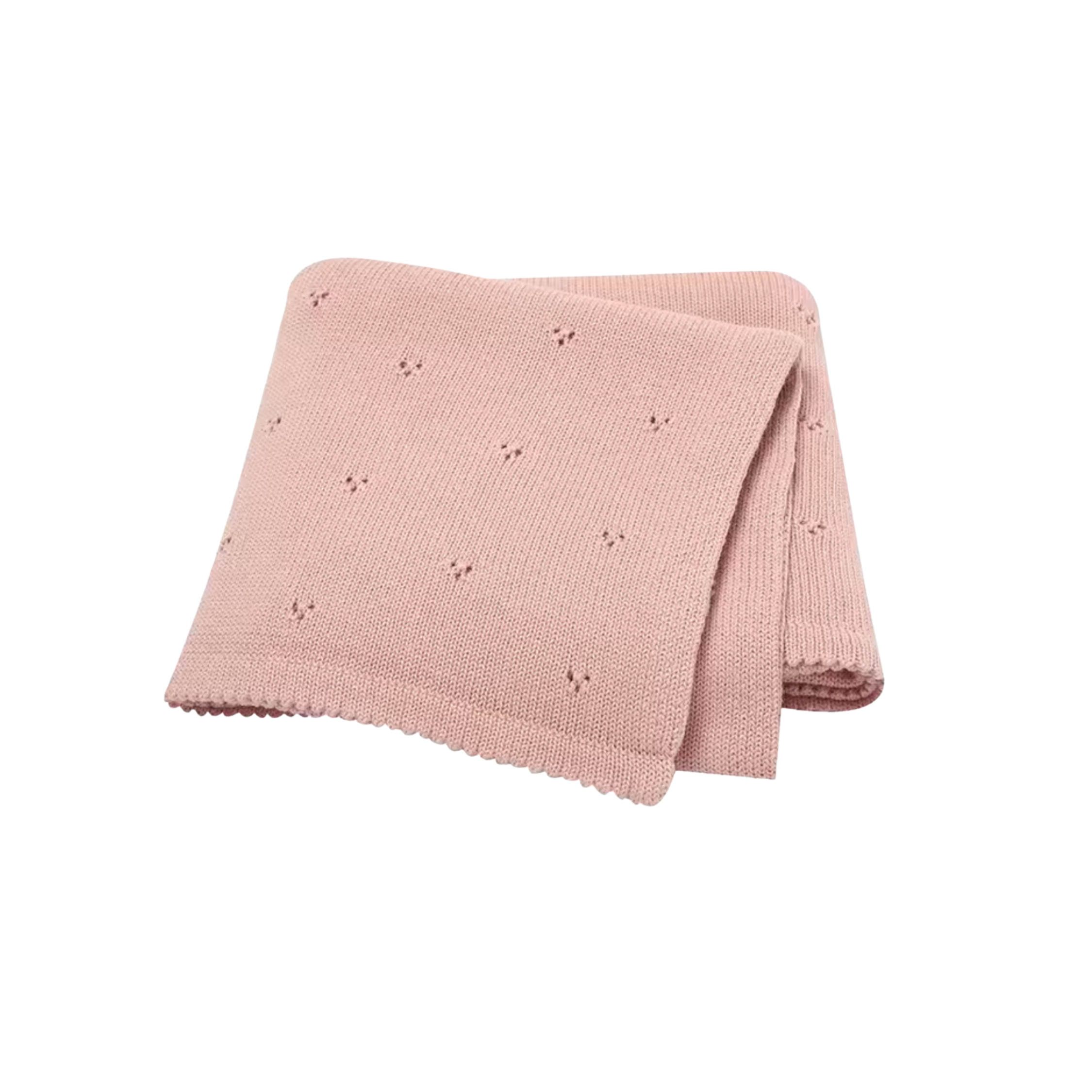 Gebreide baby deken ajour pointelle roze - Ivy and Soof